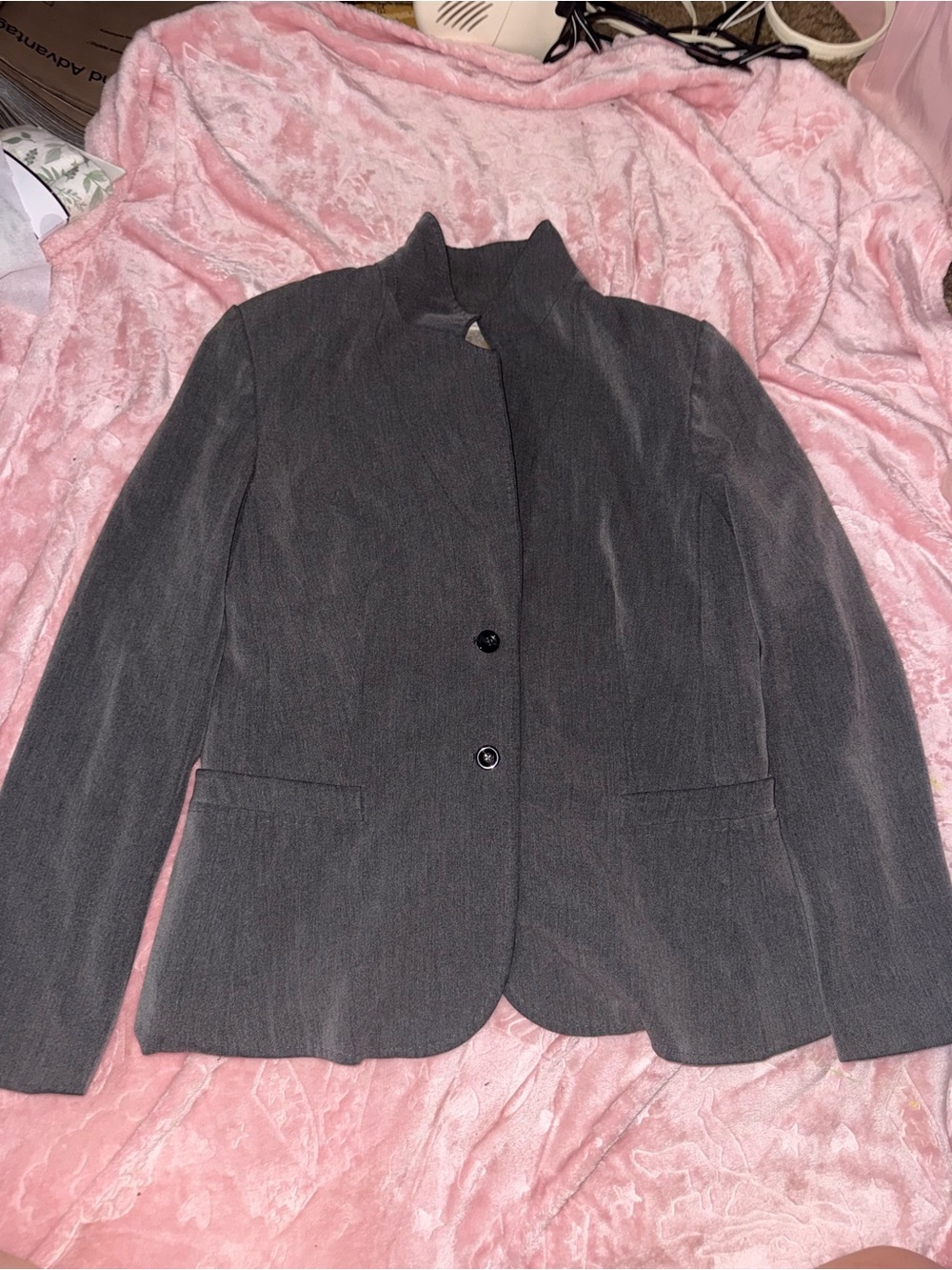 Classic Women's Two-Button Gray Blazer Jacket